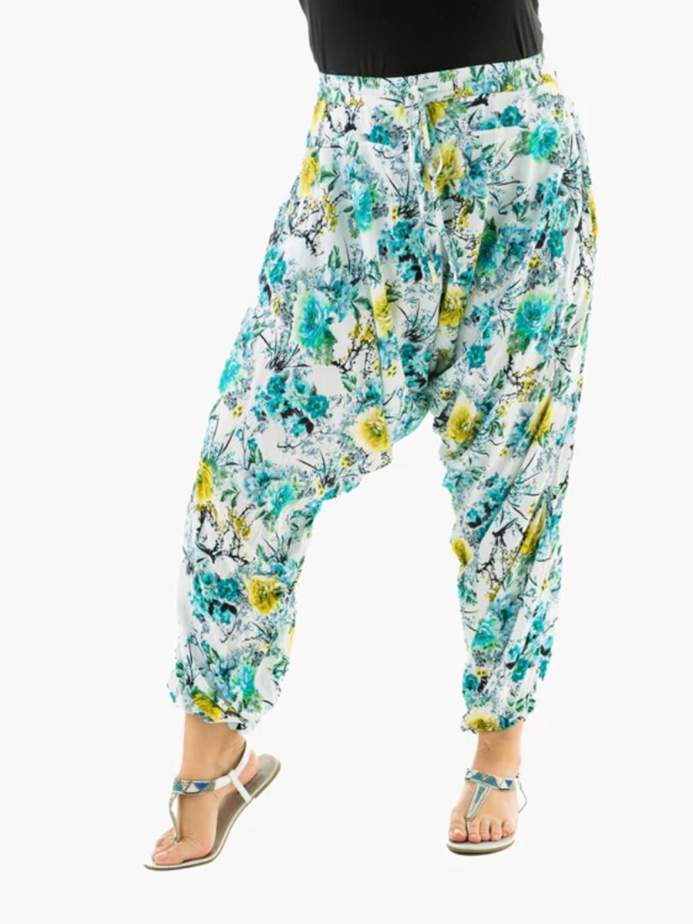 Flower Savannah Harem Pant Unisex Cotton Floral Boho Travel Yoga Loungewear Rose